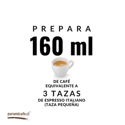 Taza de café y capacidad de 160 ml, equivalente a 3 tazas pequeñas