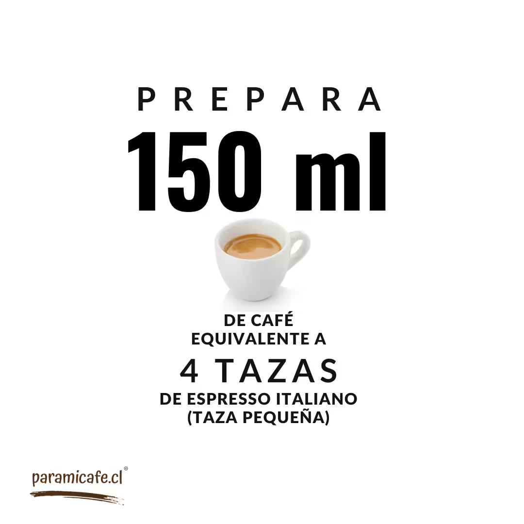 Cafetera italiana moka: 150 ml, equivalente a 4 tazas (infografía)
