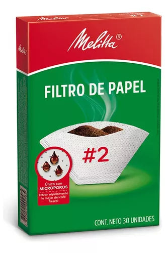 Filtros de papel Melitta talla #2 en paquete verde y blanco (30 unidades)