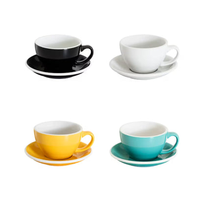 Juego de taza y plato de cerámica, negro y blanco, 300 ml