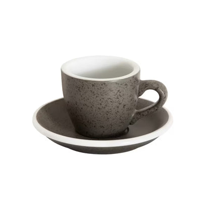 Juego de taza y plato espresso de cerámica gris jaspeado