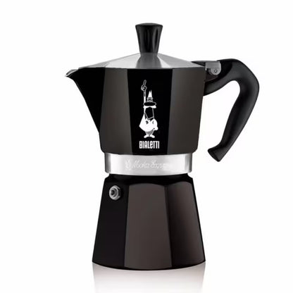 Cafetera italiana Moka Express Bialetti negra, asa y embudo superior