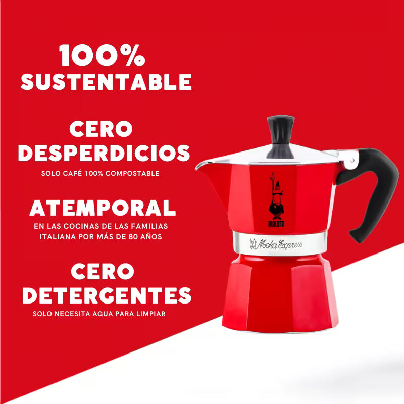 Cafetera Italiana Moka Express Roja Bialetti