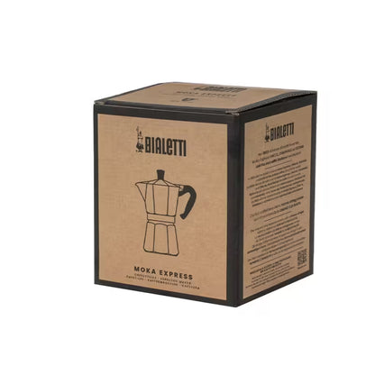 Caja de cafetera Moka Express Bialetti negra de 1 taza