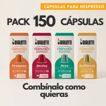 Pack 150 Cápsulas para Nespresso Bialetti