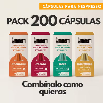 Pack 200 Cápsulas para Nespresso Bialetti