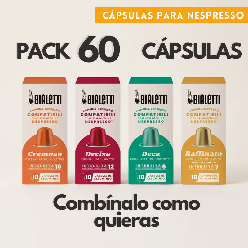 Pack 60 Cápsulas para Nespresso Bialetti