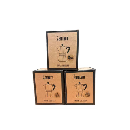 Cajas de cartón Bialetti Moka Express con ilustración de cafetera moka