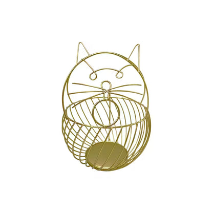 Organizador de cápsulas de café con forma de gato, color dorado, rejilla circular