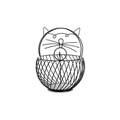Organizador de cápsulas de café con forma de gato, color negro, rejilla circular