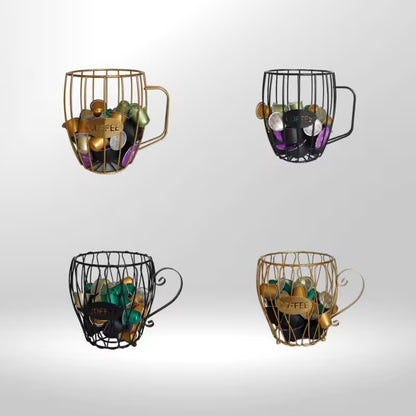 Conjunto de 4 porta cápsulas de taza de café de malla metálica con cápsulas