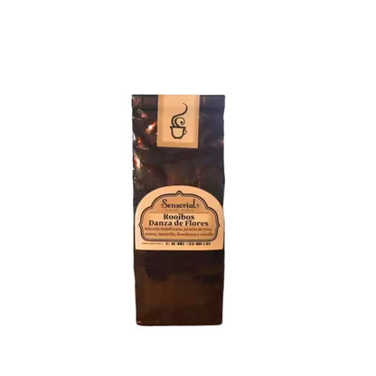 Infusión Sensorial Rooibos Danza de Flores en bolsa negra con etiqueta