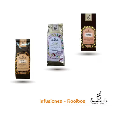 Set de infusiones Sensorial Rooibos: Chai Austral y Rooibos Chocolate en bolsas