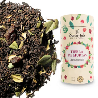 Tarro de infusión Sensorial Tierra de Murtas 100 g con hojas oscuras sueltas