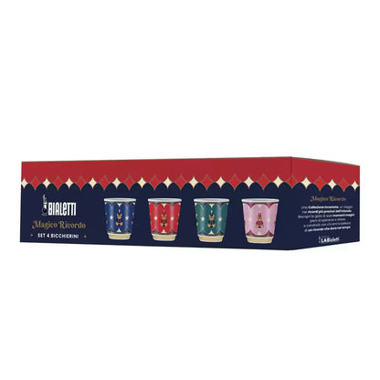 Set 4 Vasos Espresso Bialetti Feliz Navidad en caja de regalo