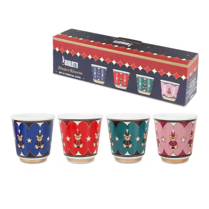 Conjunto 4 vasos cónicos Bialetti Teddy Bear colores rosa verde rojo azul