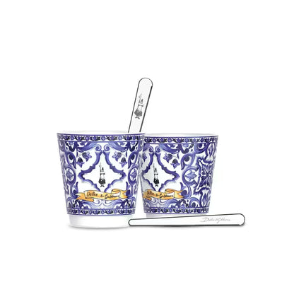 Set de vasos Bialetti x Dolce & Gabbana Blu Mediterraneo con 2 revolvedores