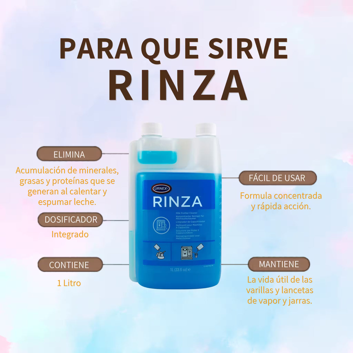 Limpiador de Espumador de Leche Urnex Rinza – 1 Litro