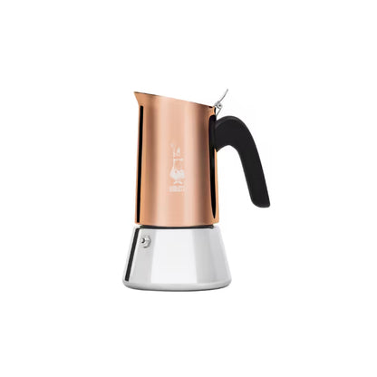 Cafetera italiana Bialetti Venus cobre con mango negro y base de acero brillante