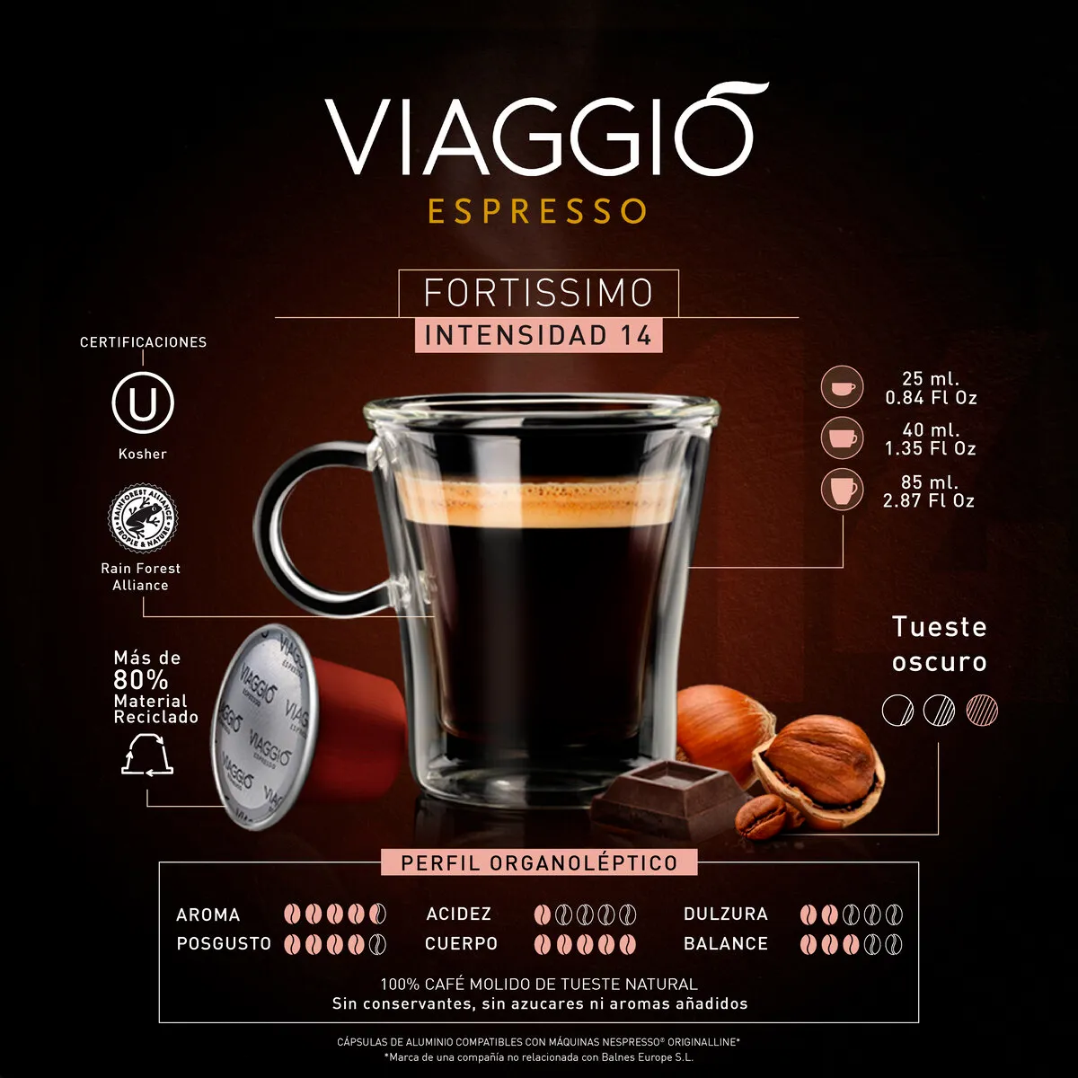 Arma tu Pack 60 cápsulas de café para Nespresso Viaggio Espresso