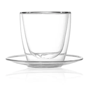 Vaso Vidrio 200ml doble pared con plato