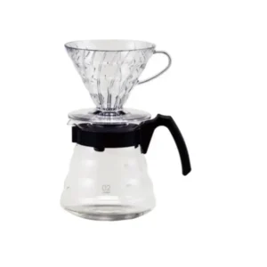 Detalle del set de Cafetera V60-02, ideal para preparar café filtrado con estilo y precisión.