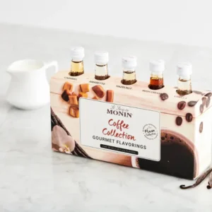 Colección de jarabes Monin para café y cafetera: incluye Vainilla, Caramelo, Amaretto, Avellana y Crema Irlandesa, 5 botellas de 50ml c/u.